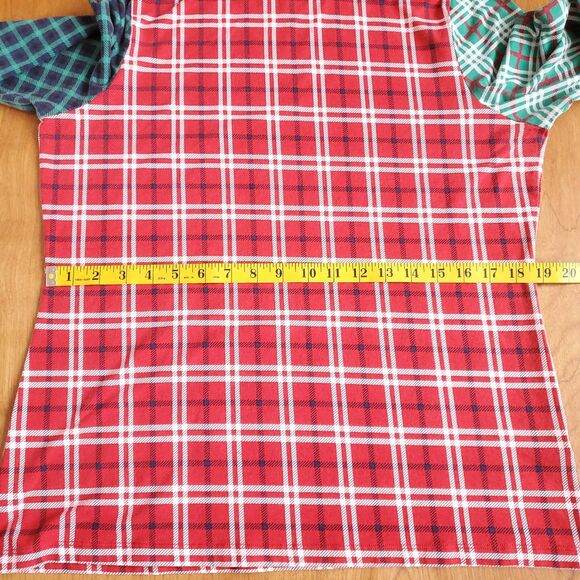 Lands End Plaid Turtleneck Womens L 14-16 Red Green Colorblock Lightweight - Picture 10 of 11